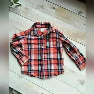 Carter's Boys Plaid Button Up Shirt Long sleeve Size 3T